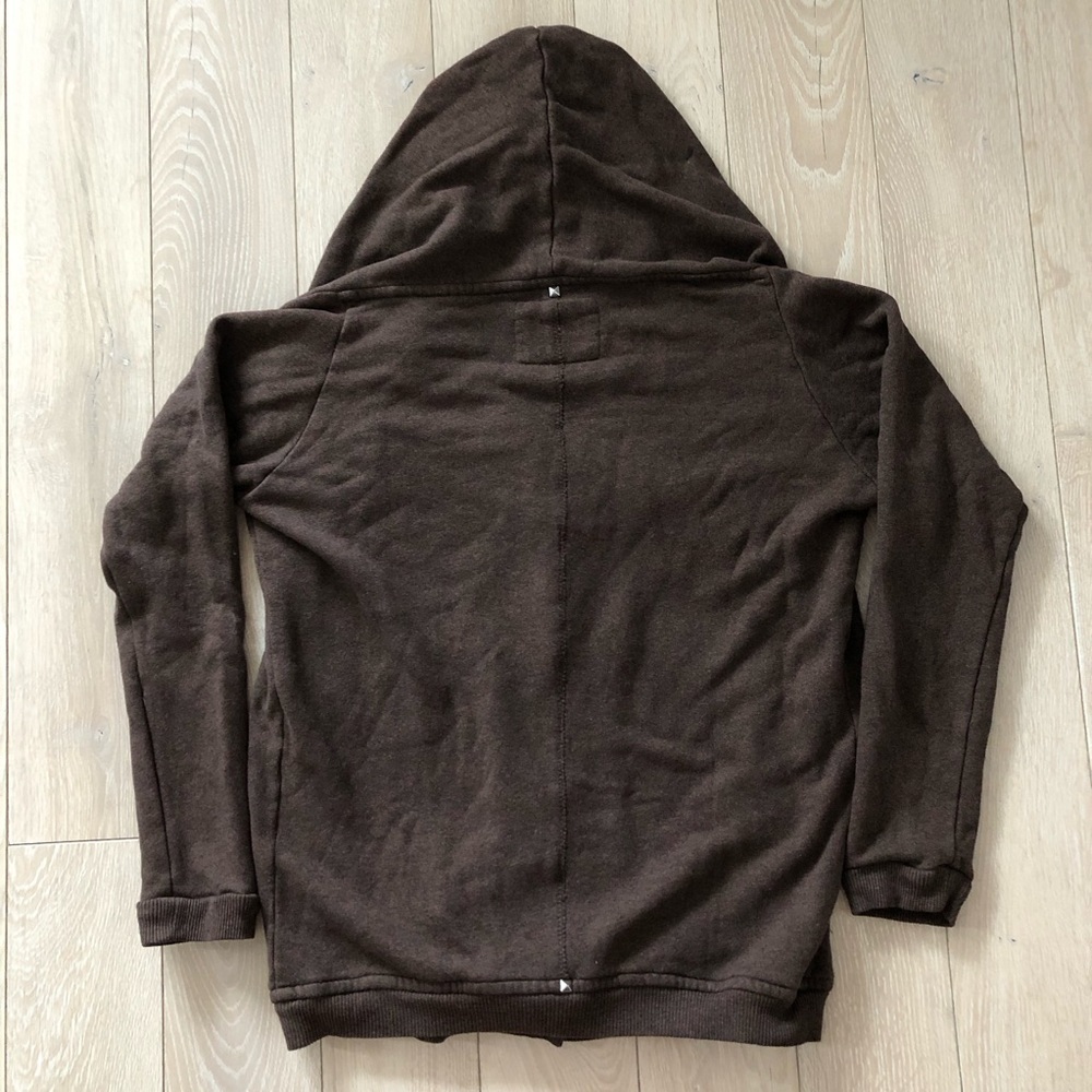 Aritzia Wilfred Free Rousseau Zip Hooded Sweatshirt Snaps in Brown Size L - Picture 3 of 11